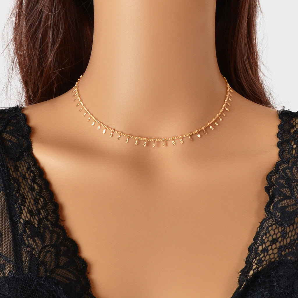 Classic Dainty Thin Charm Choker Gold Short Chain Necklaces Minimalist Jewellery-0