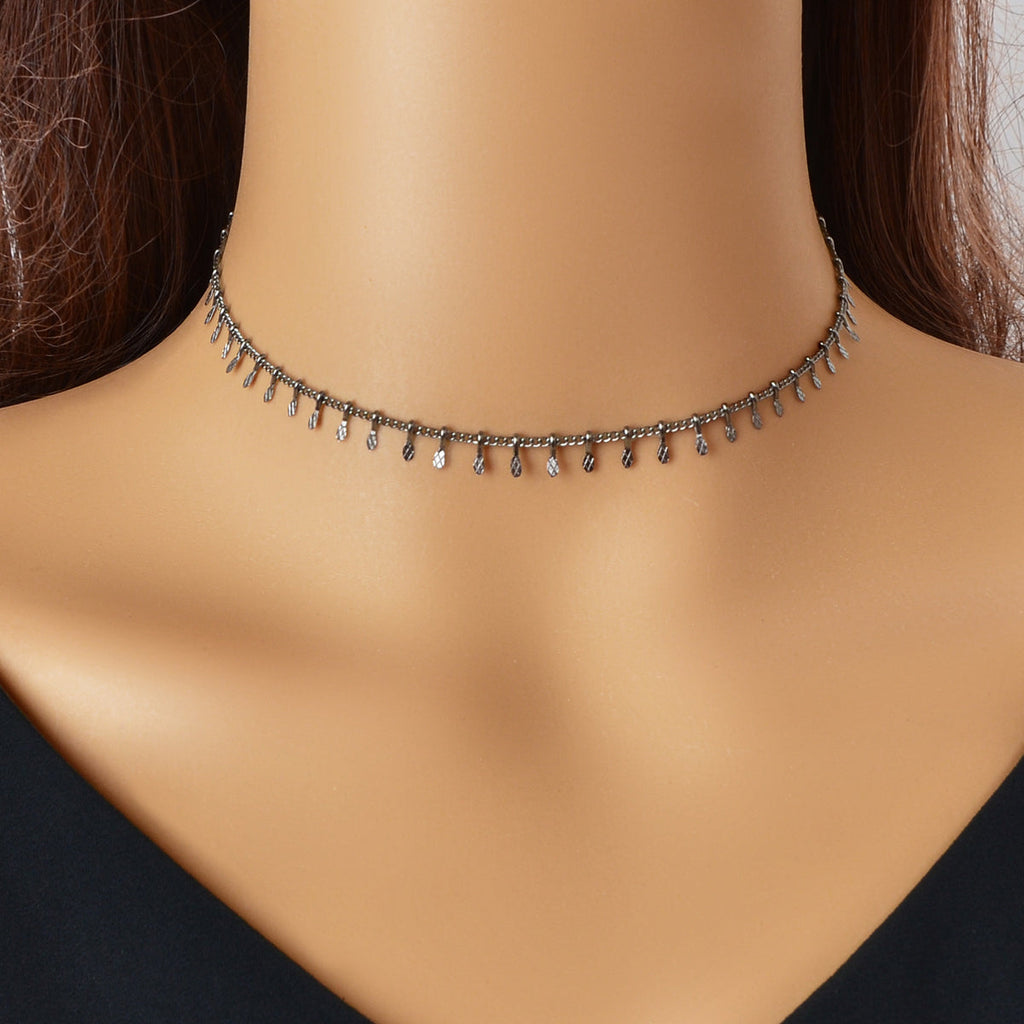 Classic Dainty Thin Charm Choker Gold Short Chain Necklaces Minimalist Jewellery-5