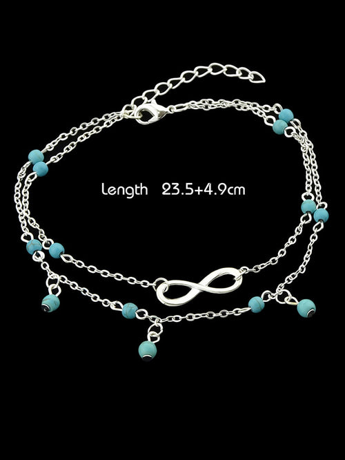 1 pc Double layer Chain Turquoise Infinity Anklet Barefoot Foot Beach Jewellery